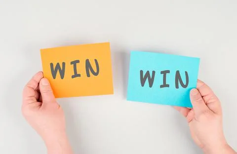 The word win is standing on paper, problem solving, winner mindset, business and 写真素材