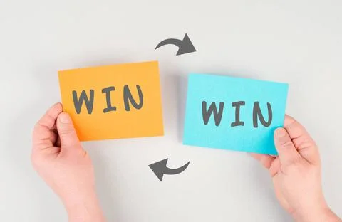 The word win is standing on paper, problem solving, winner mindset, busine... Foto stock