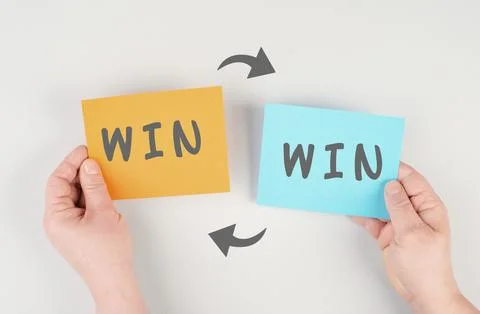 The word win is standing on paper, problem solving, winner mindset, business and 写真素材