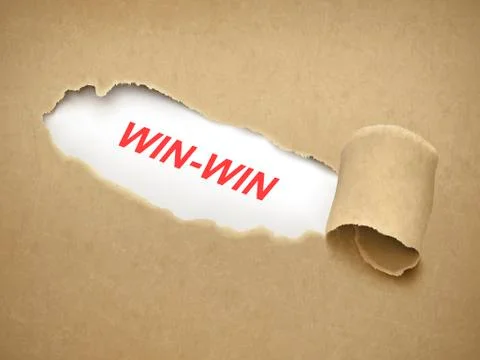 The word win-win behind torn paper Stock Illustration