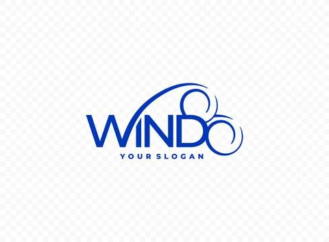 Word wind with abstract wind lines vector logo design Stock Illustration