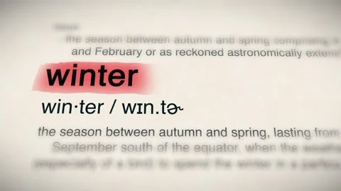 The Word winter in a Dictionary Animation Stock Footage 302034535