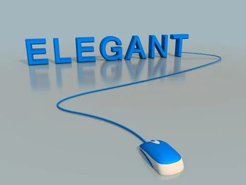 Word  wired to a mouse 3d rendering on a reflective ground Stock Illustration