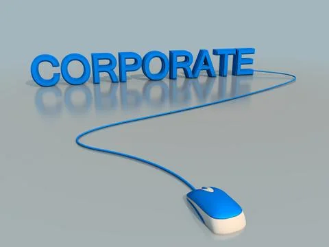 Word  wired to a mouse 3d rendering on a reflective ground Stock Illustration