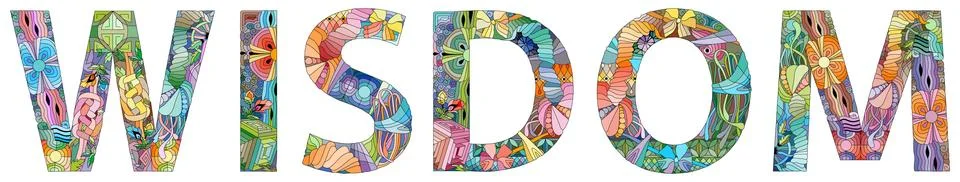 Word WISDOM. Vector decorative zentangle object for any purpose Stock Illustration