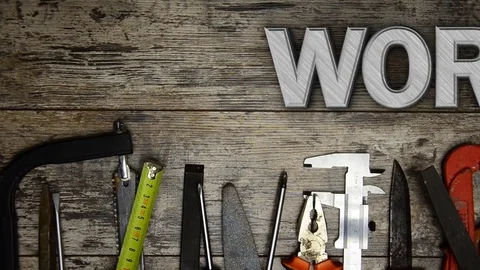 Word "WORD" with lots of tools Video stock 72159124