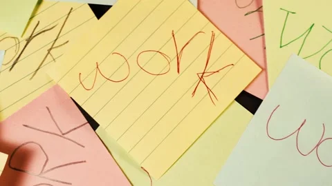 The word work in colorful stickers note. Brainstorming, teamwork. Stock Footage 130885045