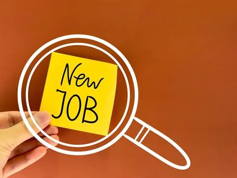 The word work is written on the paper. A poster for finding a job. current jo Stock Photos