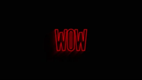 Word wow in 3d cartoon style. Design text element for game, branding. Flying and Видео 153802638
