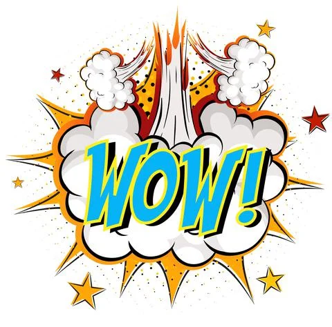 Word Wow on comic cloud explosion background Stock Illustration