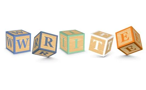 Word write written with alphabet blocks Illustrazione stock