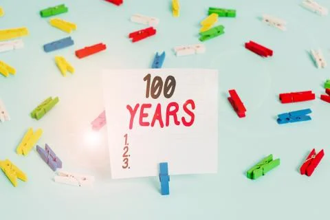 Word writing text 100 Years. Business concept for Remembering special day for Stock Photos