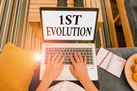 Word writing text 1St Evolution. Business concept for Change in the genetic 스톡 사진