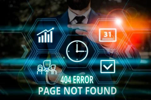 Word writing text 404 Error Page Not Found. Business concept for Webpage on Stock-Fotos