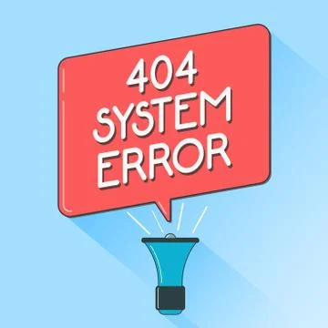 Word writing text 404 System Error. Business concept for message appears when Stockillustratie