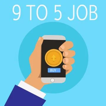 Word writing text 9 To 5 Job. Business concept for Work time schedule Daily Stock Illustration