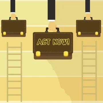 Word writing text Act Now. Business concept for do not hesitate and start Illustrazione stock