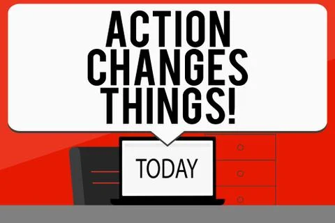Word writing text Action Changes Things. Business concept for doing something is Stock Illustration
