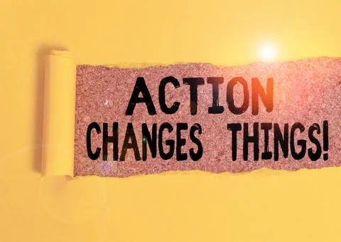 Word writing text Action Changes Things. Business concept for start doing Stock Photos