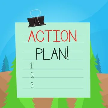 Word writing text Action Plan. Business concept for proposed strategy or course Illustrazione stock