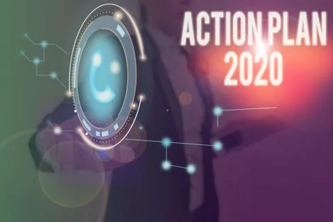Word writing text Action Plan 2020. Business concept for to do list contain Stock Photos