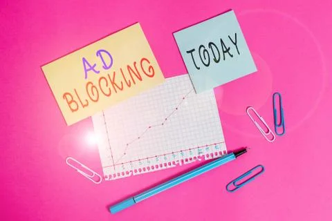 Word writing text Ad Blocking. Business concept for program that will remove 스톡 사진