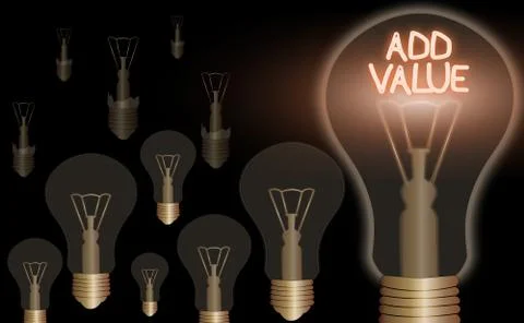 Word writing text Add Value. Business concept for an improvement or addition to 스톡 일러스트