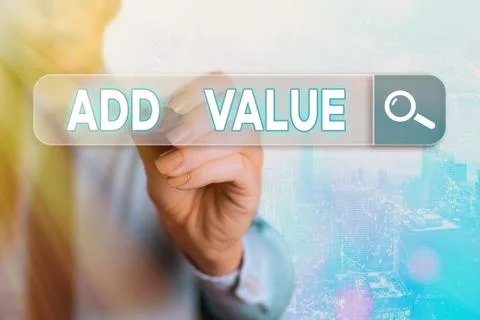 Word writing text Add Value. Business concept for an improvement or addition to 스톡 사진