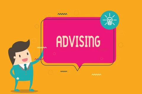 Word writing text Advising. Business concept for Give advice recommendation Stock Illustration