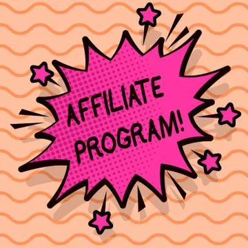 Word writing text Affiliate Program. Business concept for software link songs Stock-Illustration