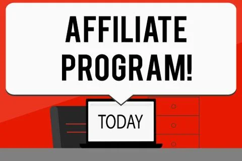 Word writing text Affiliate Program. Business concept for software link songs Ilustración de archivo