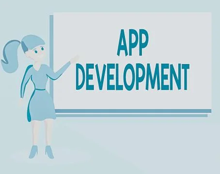 Word writing text App Development. Business concept for producing computer 스톡 일러스트