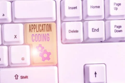 Word writing text Application Coding. Business concept for process by which a Stock Photos