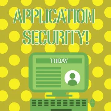 Word writing text Application Security. Business concept for methods to protect Illustrazione stock