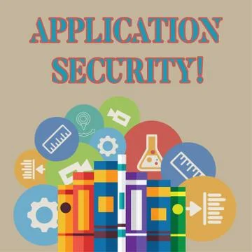 Word writing text Application Security. Business concept for methods to protect Illustrazione stock