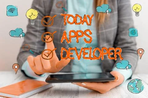 Word writing text Apps Developer. Business concept for Graphic artist Software Stockfoto's