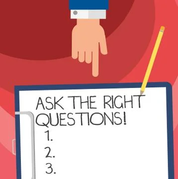 Word writing text Ask The Right Questions. Business concept for Asking correctly Stock Illustration