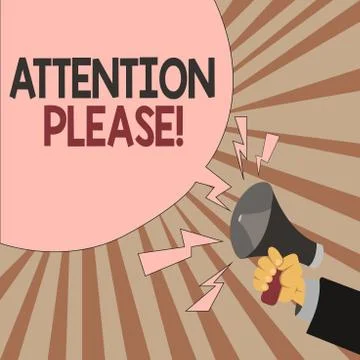 Word writing text Attention Please. Business concept for Asking people to foc Stock Illustration