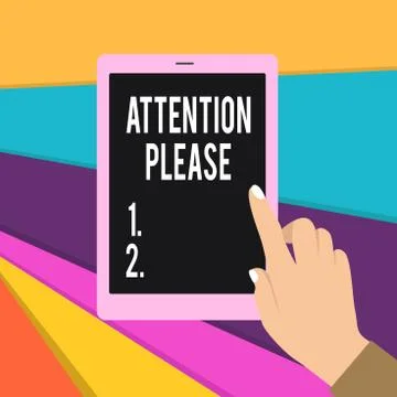 Word writing text Attention Please. Business concept for Asking showing to focus Stock Illustration