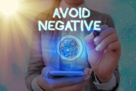 Word writing text Avoid Negative. Business concept for Staying away from 스톡 사진