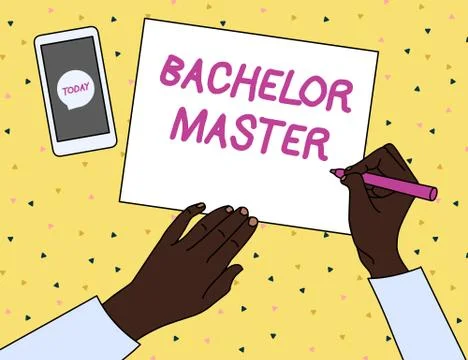 Word writing text Bachelor Master. Business concept for An advanced degree Stock Illustration