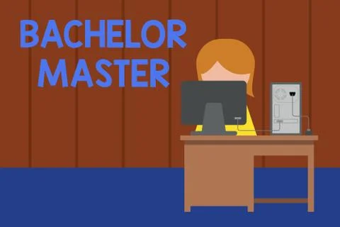 Word writing text Bachelor Master. Business concept for An advanced degree Stock Illustration