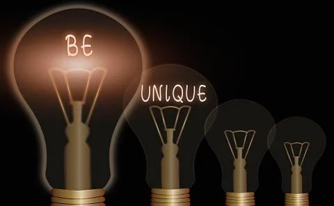 Word writing text Be Unique. Business concept for being the only one of its kind Illustration