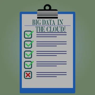 Word writing text Big Data In The Cloud. Business concept for Information Illustrazione stock