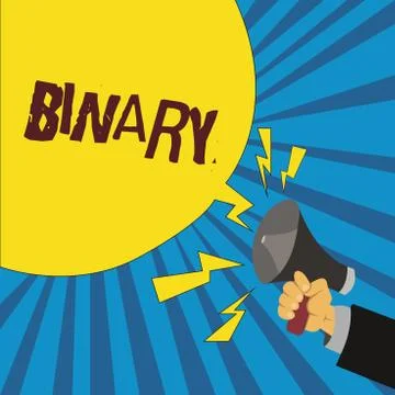 Word writing text Binary. Business concept for relating to using or denoting Stock Illustration