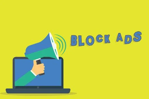Word writing text Block Ads. Business concept for program that will remove 스톡 일러스트