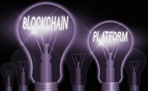Word writing text Blockchain Platform. Business concept for thing with a Illustrazione stock