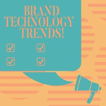 Word writing text Brand Technology Trends. Business concept for photographic Stock Illustration