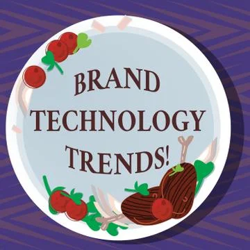 Word writing text Brand Technology Trends. Business concept for photographic Illustrazione stock
