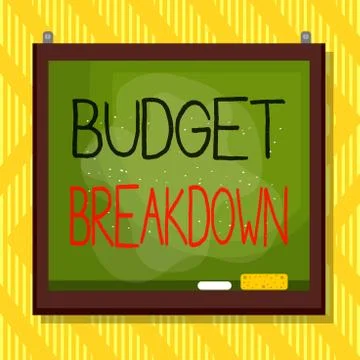 Word writing text Budget Breakdown. Business concept for dividing the cost of Ilustração Stock